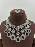 Ishhaara Purple American Floral Drop Necklace Set