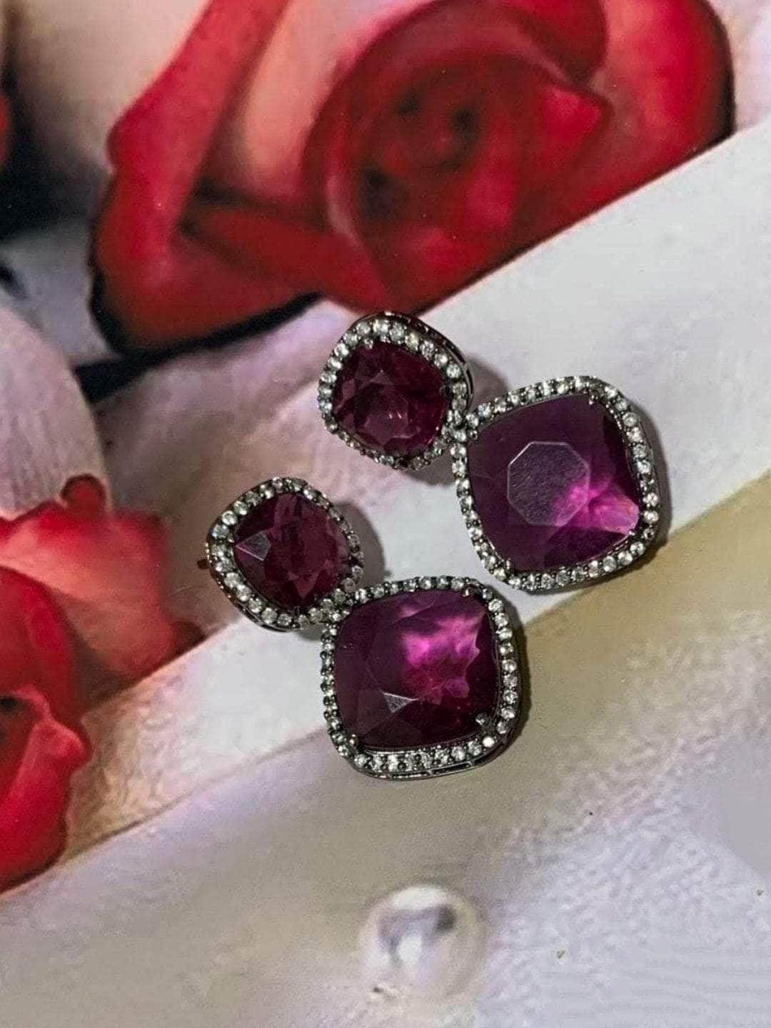 Ishhaara Purple Austere Crystal Stud
