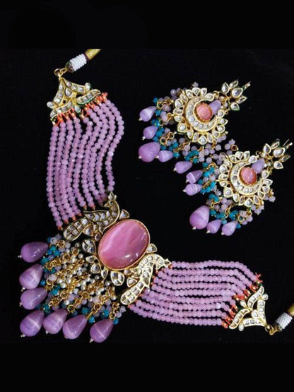 Ishhaara Big Stone Onex Choker And Earring Set