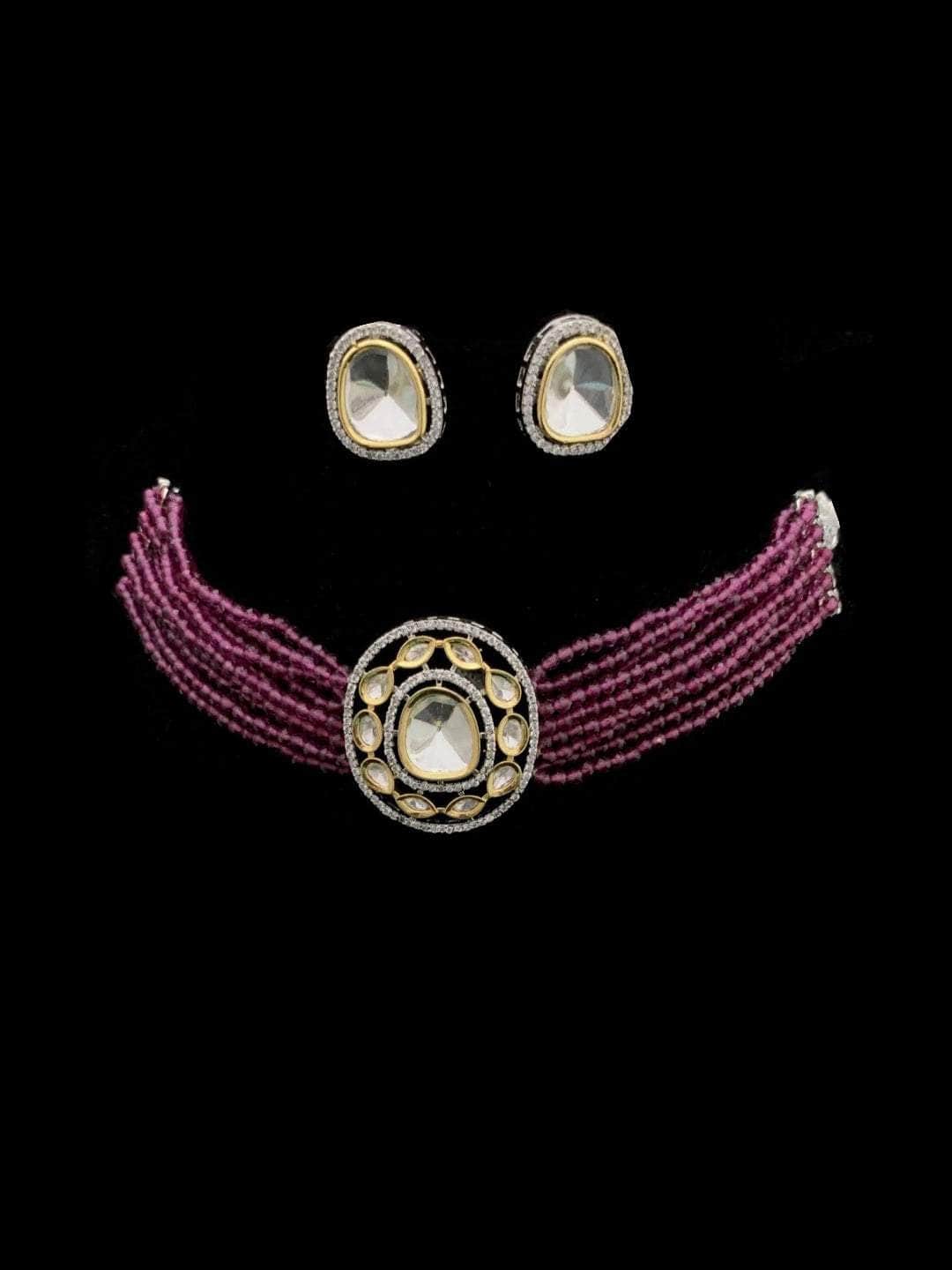 Ishhaara Purple Blended Beads Choker