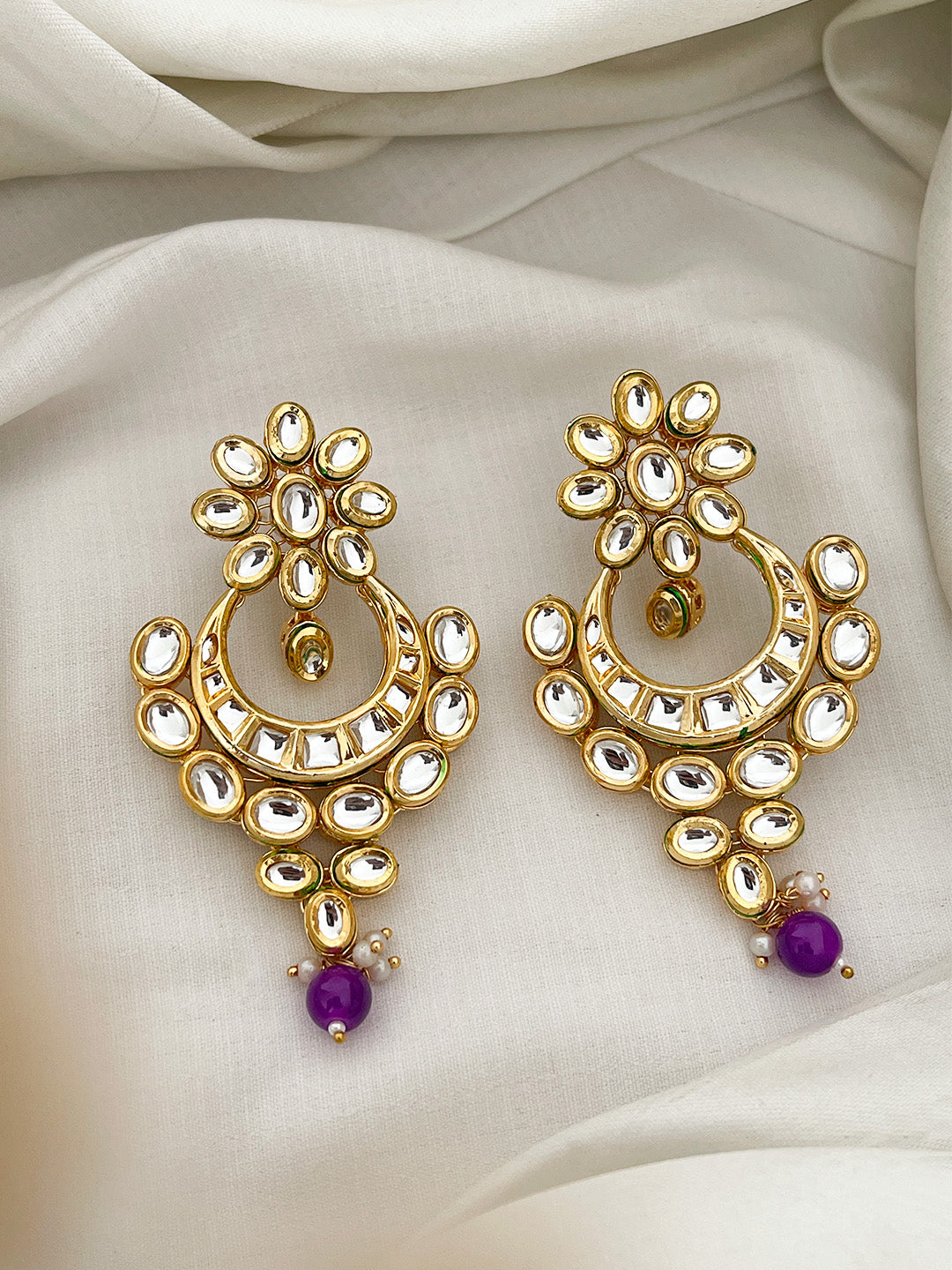 Ishhaara Purple Contemporary Chandbalis Earrings