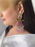 Ishhaara Purple Cutwork Chandbali Earrings