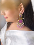 Ishhaara Purple Cutwork Chandbali Earrings