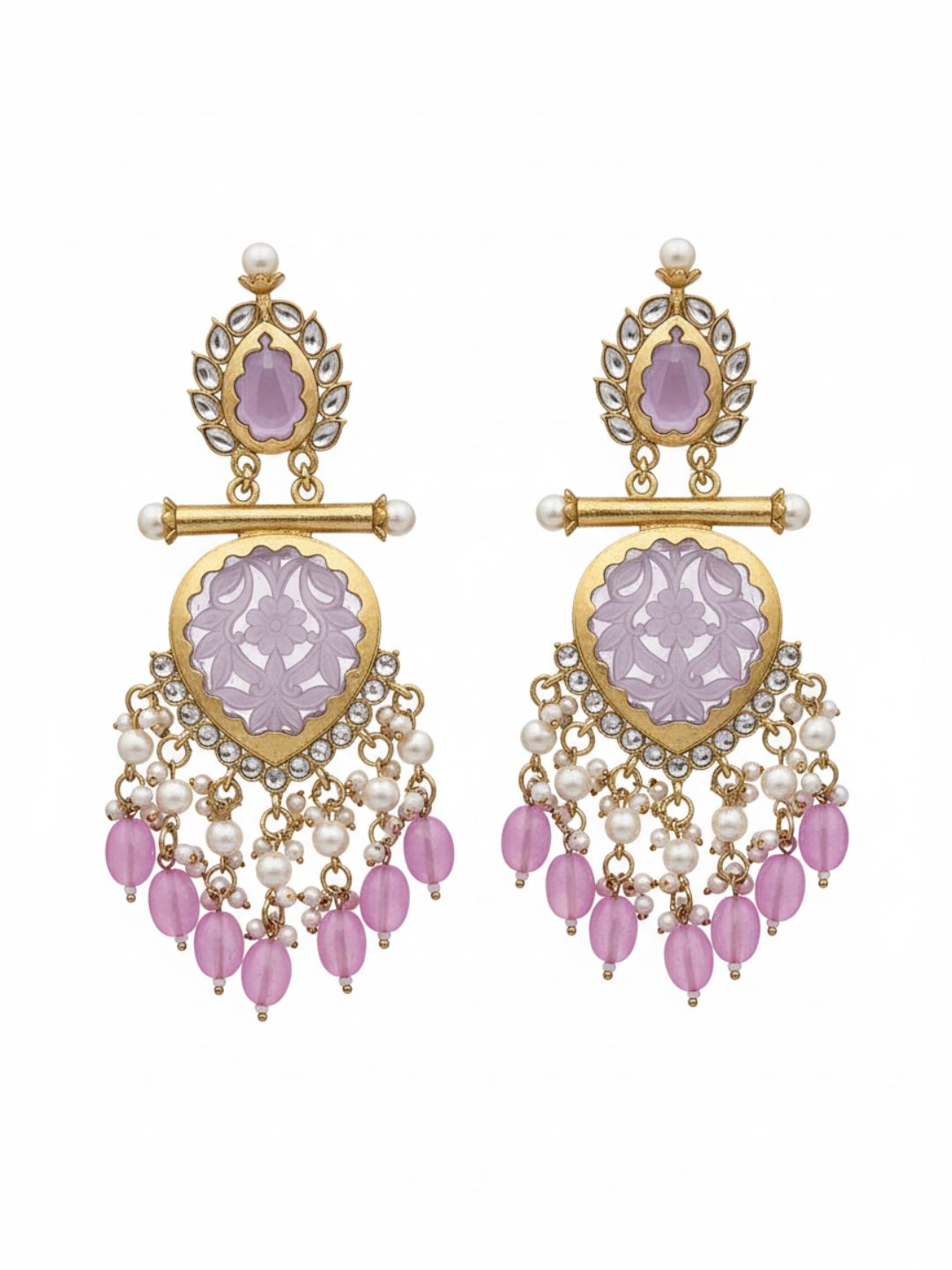 Ishhaara Purple Cutwork Chandbali Earrings