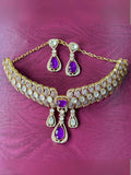 Ishhaara Purple Designer Doublet Necklace With Earings