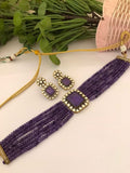 Ishhaara Purple Doublet Stone Studded Kundan Choker Set