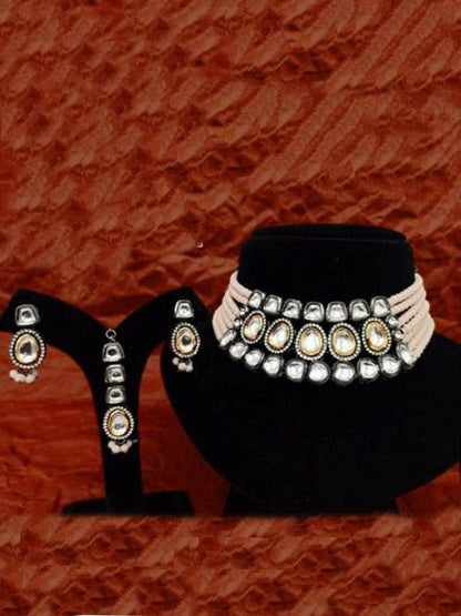 Ishhaara Dual Tonned Ad Kundan Choker And Earring Set