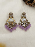 Ishhaara Purple Elegant Kundan Danglers