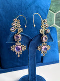 Ishhaara Purple Geometric Drop Earcuff Earrings