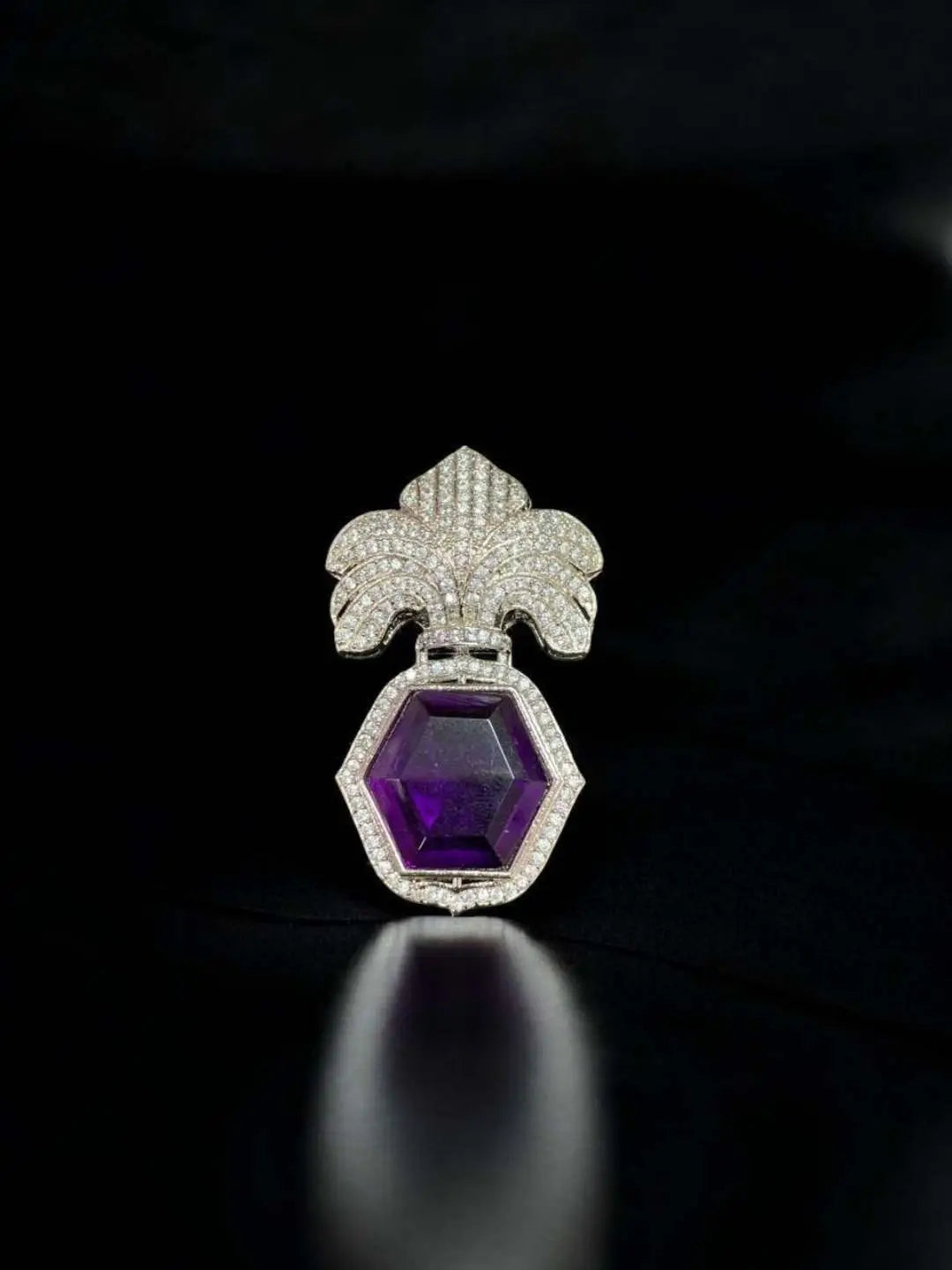 Ishhaara Purple Geometric Egyptian Sapphire Brooch