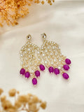 Ishhaara Purple Gold Plated Contemporary Drop Earrings