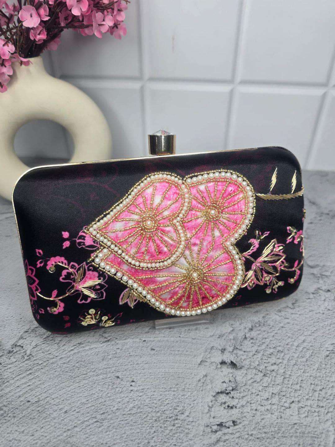 Ishhaara Purple Heart Clutch Purse