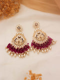 Ishhaara Purple Kundan Chandbalis With Beadwork