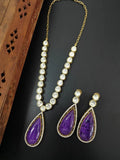 Ishhaara Purple Kundan Droplet Necklace Set