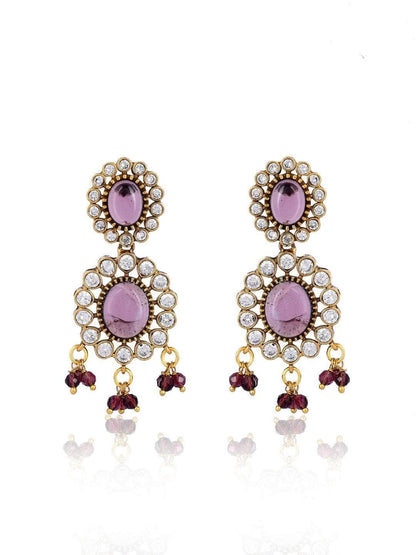 Ishhaara Purple Kundan Pearl Necklace Set