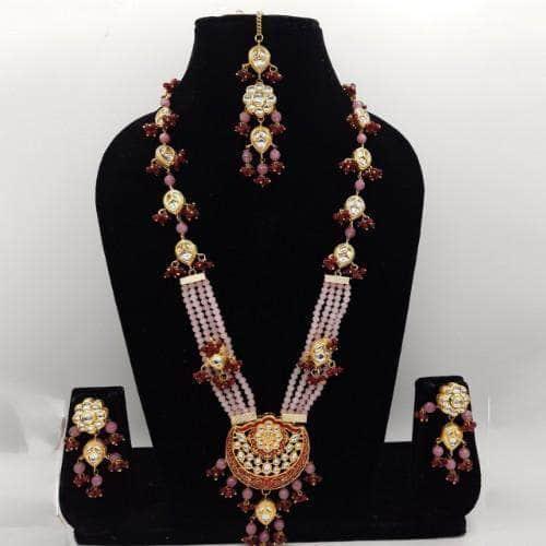 Ishhaara Long Meena Pendant Necklace And Earring Set