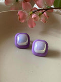Ishhaara Purple Lucky Enamel Square Earrings