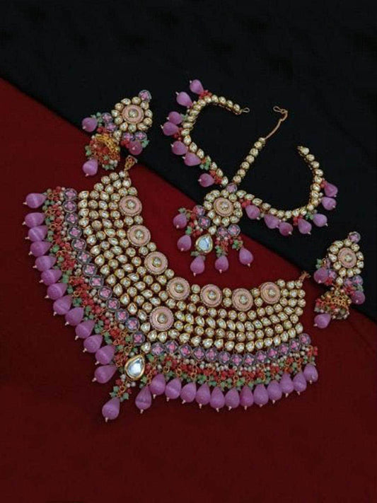 Ishhaara Meena Kundan Bridal Set With Mathapatti