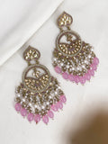 Ishhaara Purple Meenakari Kundan Studded Chandbali Earrings