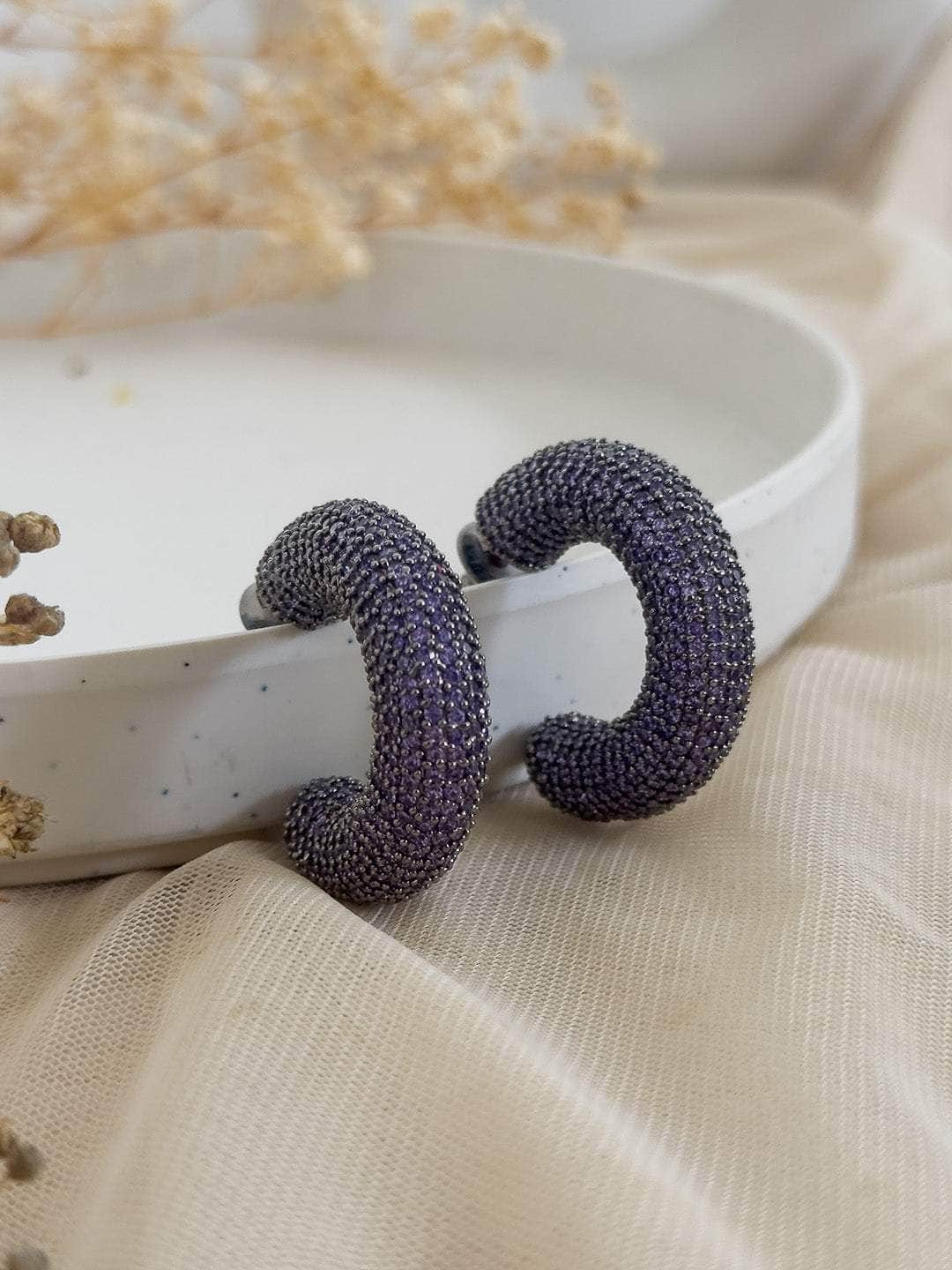 Ishhaara Purple Nano Hoop Earrings
