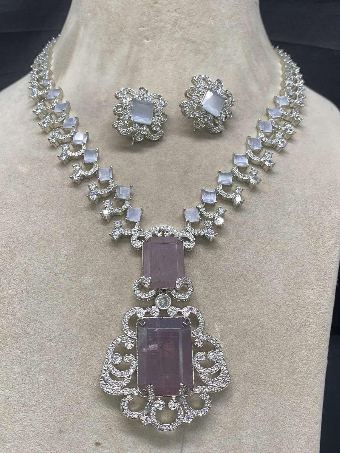 Ishhaara Purple Nita Ambani Inspired Doublet Emerald Long Necklace