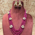Ishhaara Purple Onex Multi Drop Motif Necklace With Jumki