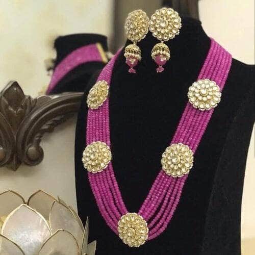 Ishhaara Purple Patchi Kundan Chakra Long Necklace