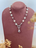 Ishhaara Purple Pearl Long Pendant Necklace