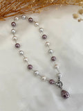 Ishhaara Purple Pearl Long Pendant Necklace