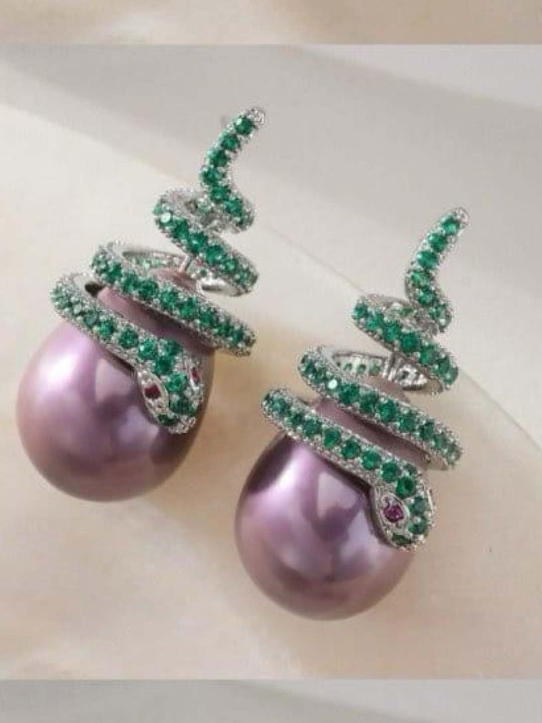 Ishhaara Purple Pearl Orbit Earrings