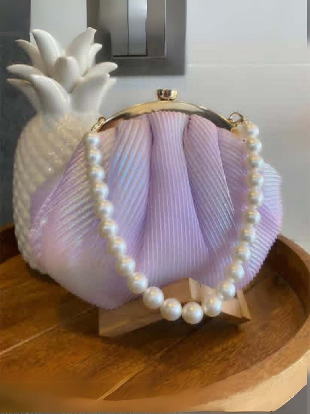 Ishhaara Purple Pleated Batua Bags