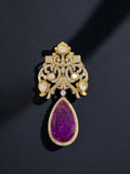 Ishhaara Purple Premium Uncut Polki Groom Brooch