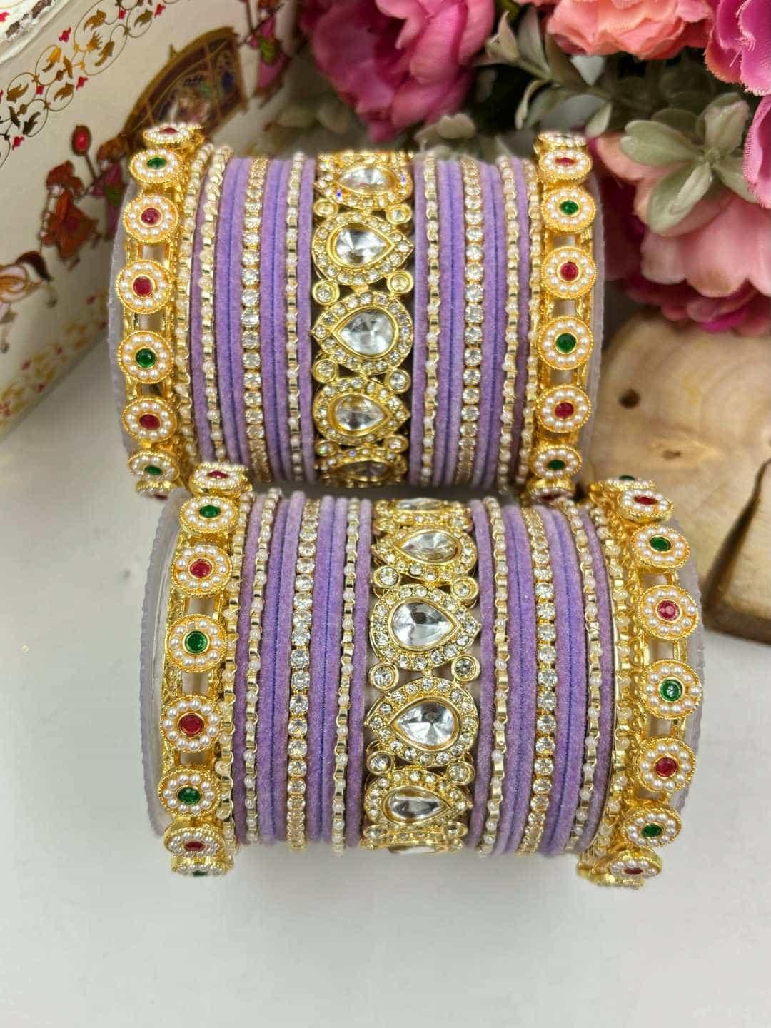 Ishhaara Purple Rajasthani Traditional Bridal Chura Set 
