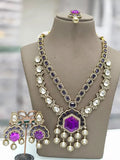 Ishhaara Purple Sabyasachi Inspired Long Victorian Necklace Set