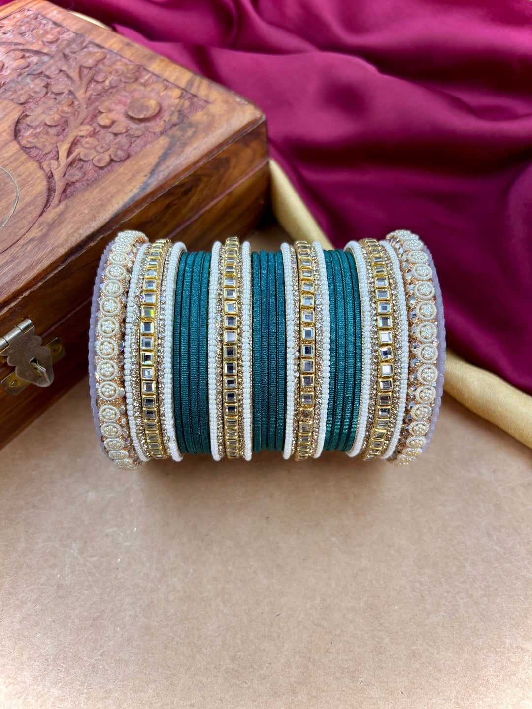 Ishhaara Purple Silk Thread Bangle Set - a pair of intricately designed bangles with purple silk threads and Kundan work - view 10