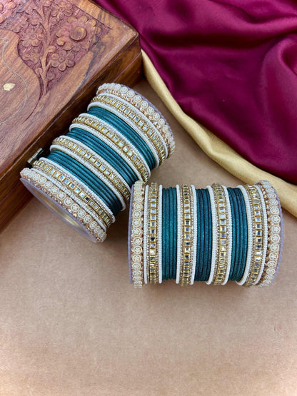Ishhaara Purple Silk Thread Bangle Set - a pair of intricately designed bangles with purple silk threads and Kundan work - view 13