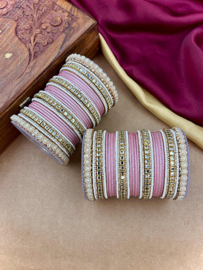 Ishhaara Purple Silk Thread Bangle Set - a pair of intricately designed bangles with purple silk threads and Kundan work - view 14