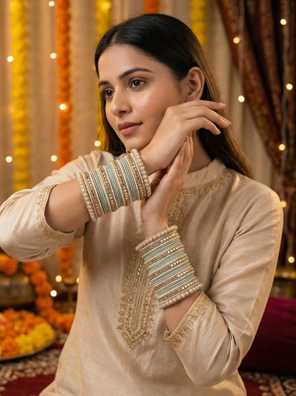 Ishhaara Purple Silk Thread Bangle Set - a pair of intricately designed bangles with purple silk threads and Kundan work - view 23