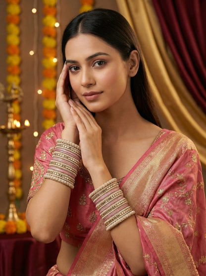 Ishhaara Purple Silk Thread Bangle Set - a pair of intricately designed bangles with purple silk threads and Kundan work - view 5