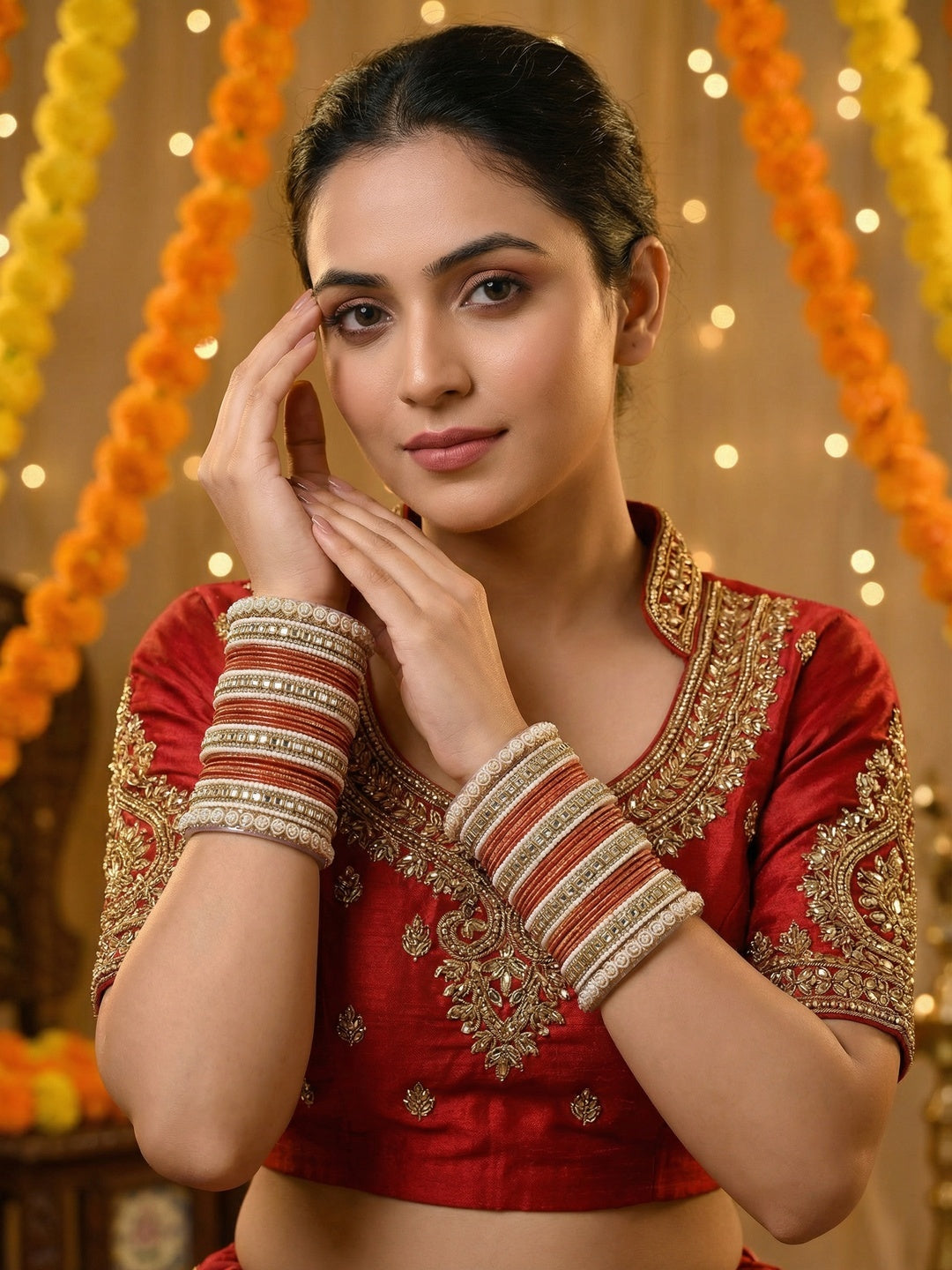 Ishhaara Purple Silk Thread Bangle Set - a pair of intricately designed bangles with purple silk threads and Kundan work - view 7