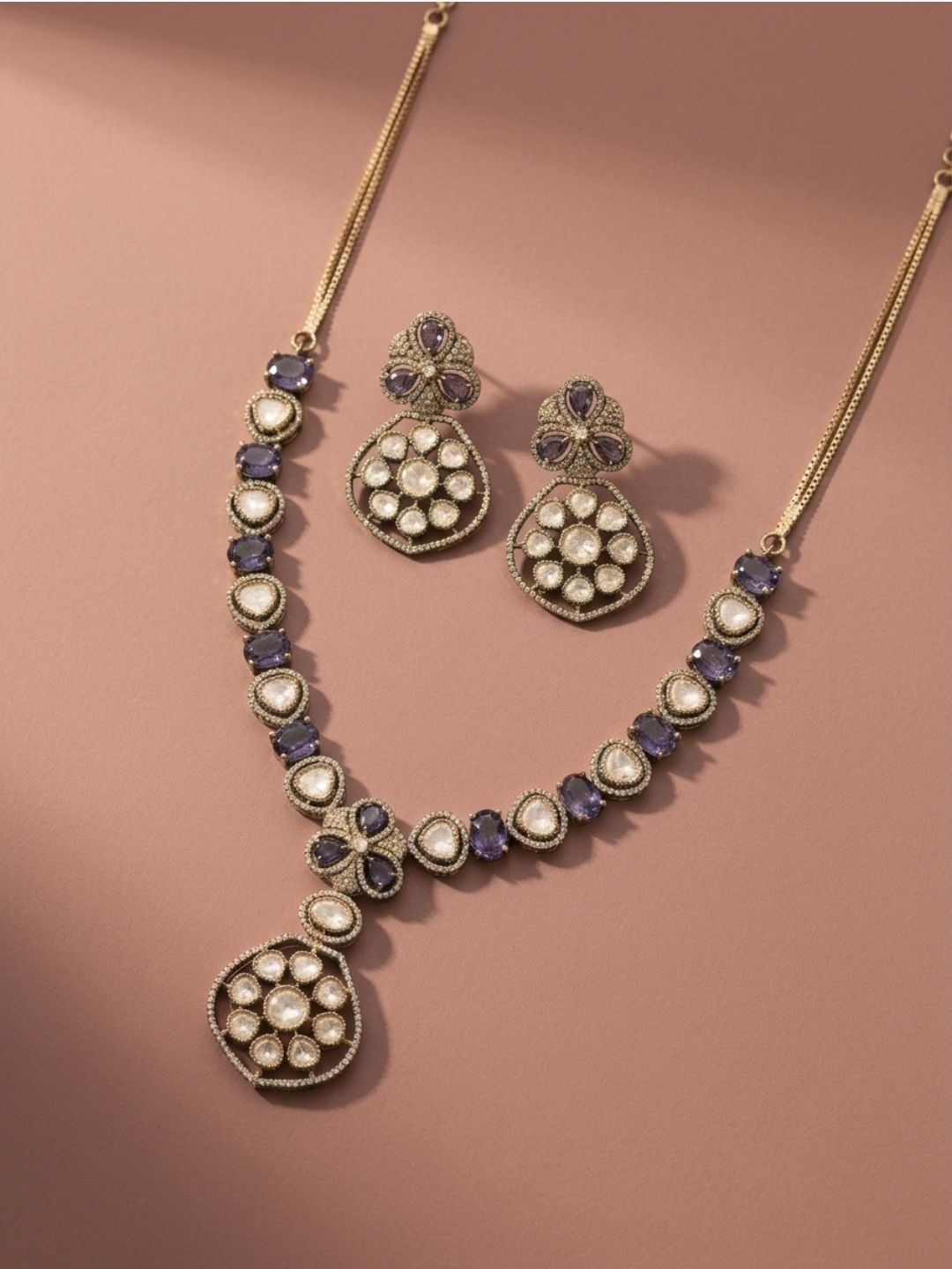 Ishhaara Purple Stone Statement Necklace