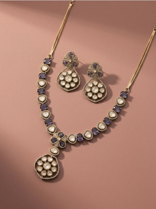 Ishhaara Purple Stone Statement Necklace