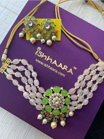 Ishhaara Tina Dhanak In Precious Choker Beaded Necklace Set