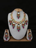 Ishhaara Purple Triangular Hanging Kundan Necklace Earring And Teeka Set