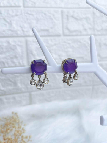 Ishhaara Twinkle Kundan Stud Earrings Purple