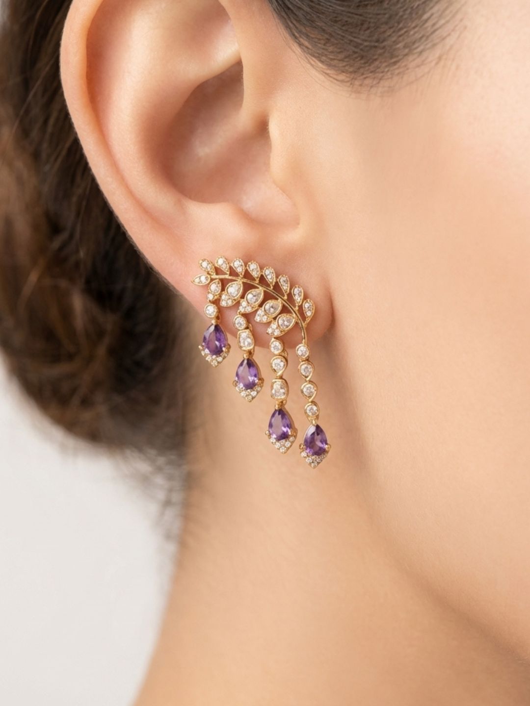 Ishhaara Purple Victorian Cuff Earrings
