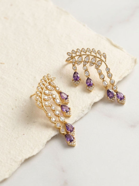 Ishhaara Purple Victorian Cuff Earrings