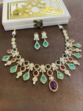 Ishhaara Purple Victorian Polished Floral Necklace