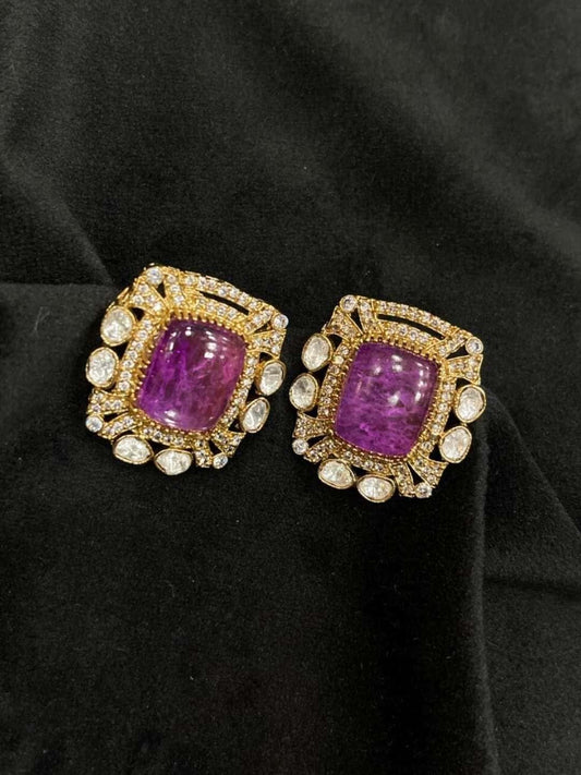 Ishhaara Vintage Polki Square Studs