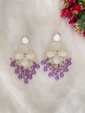 Ishhaara Purple White Gold Plated Kundan Classic Drop Earrings